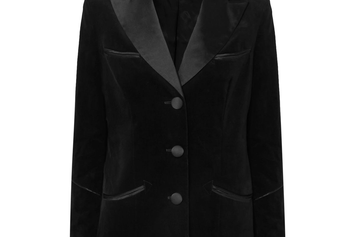 alexachung satin trimmed cotton velvet blazer