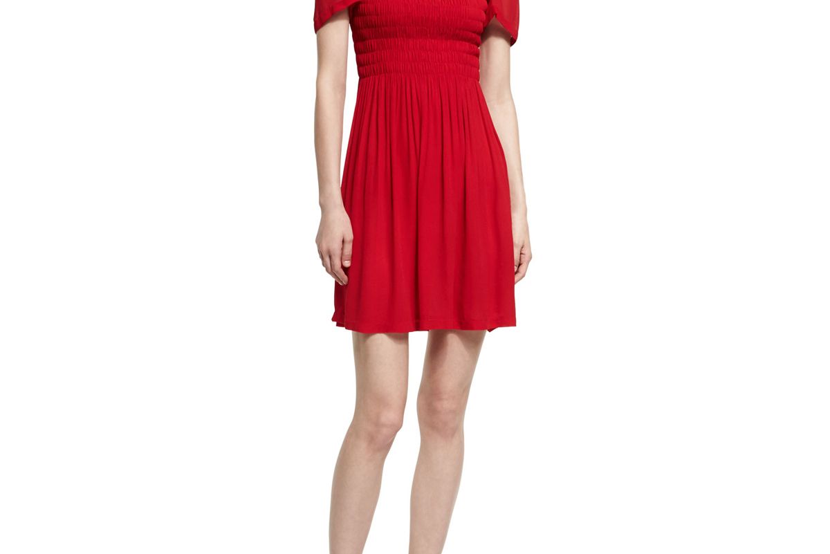 Short-Sleeve Smocked Mini Dress