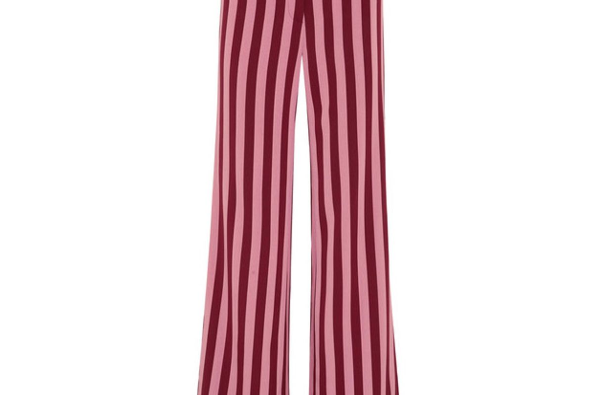 Striped crepe wide-leg pants