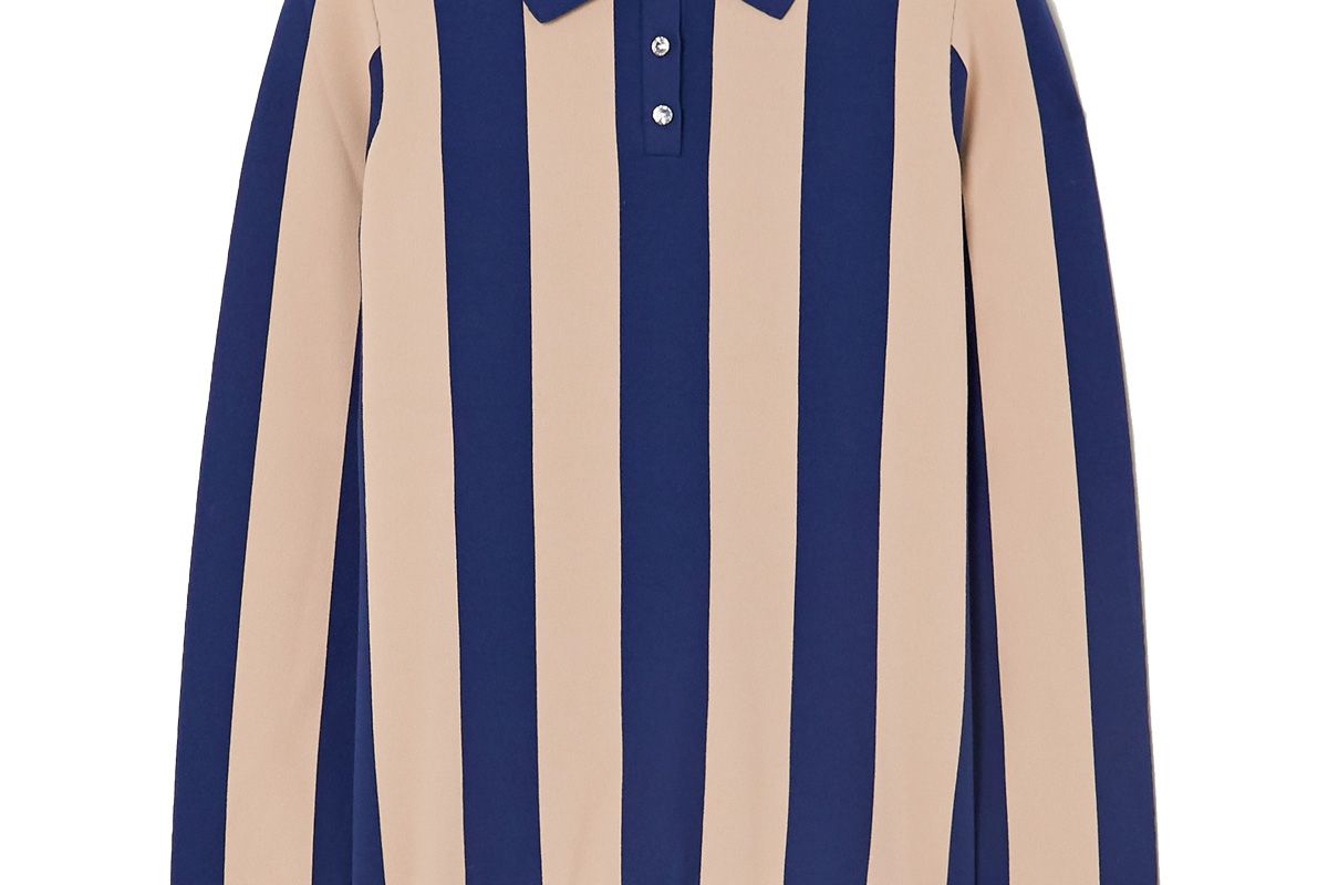 alexachung striped stretch jersey polo shirt