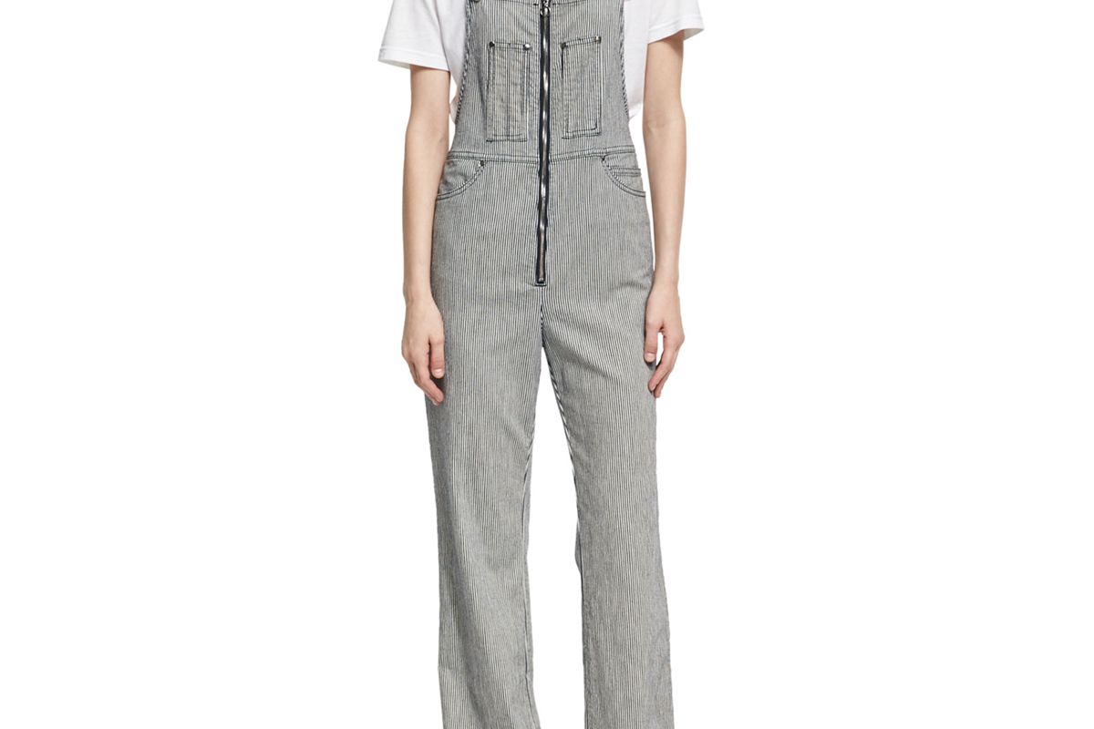 Zip Front Striped Dungarees