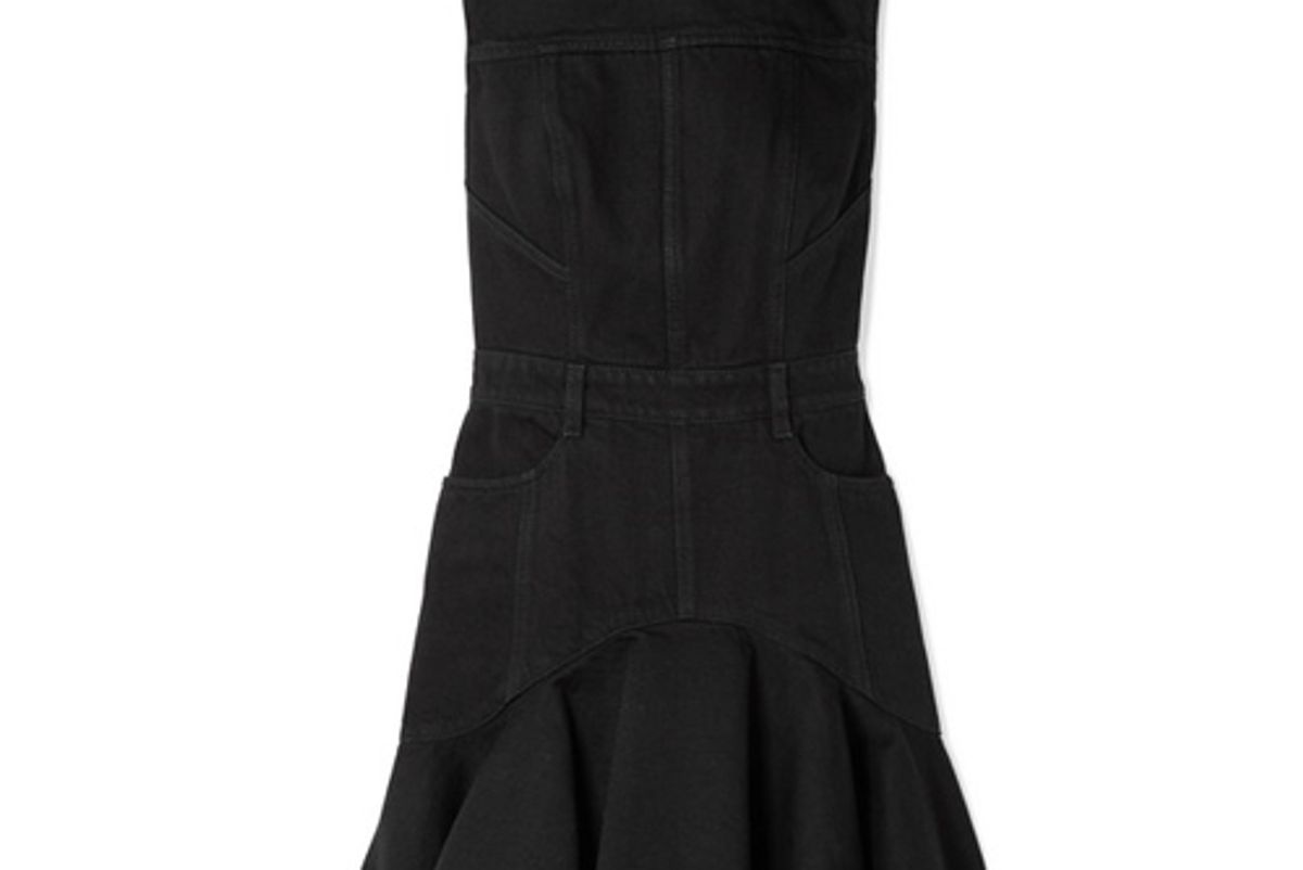 alexander mcqueen frayed denim mini dress