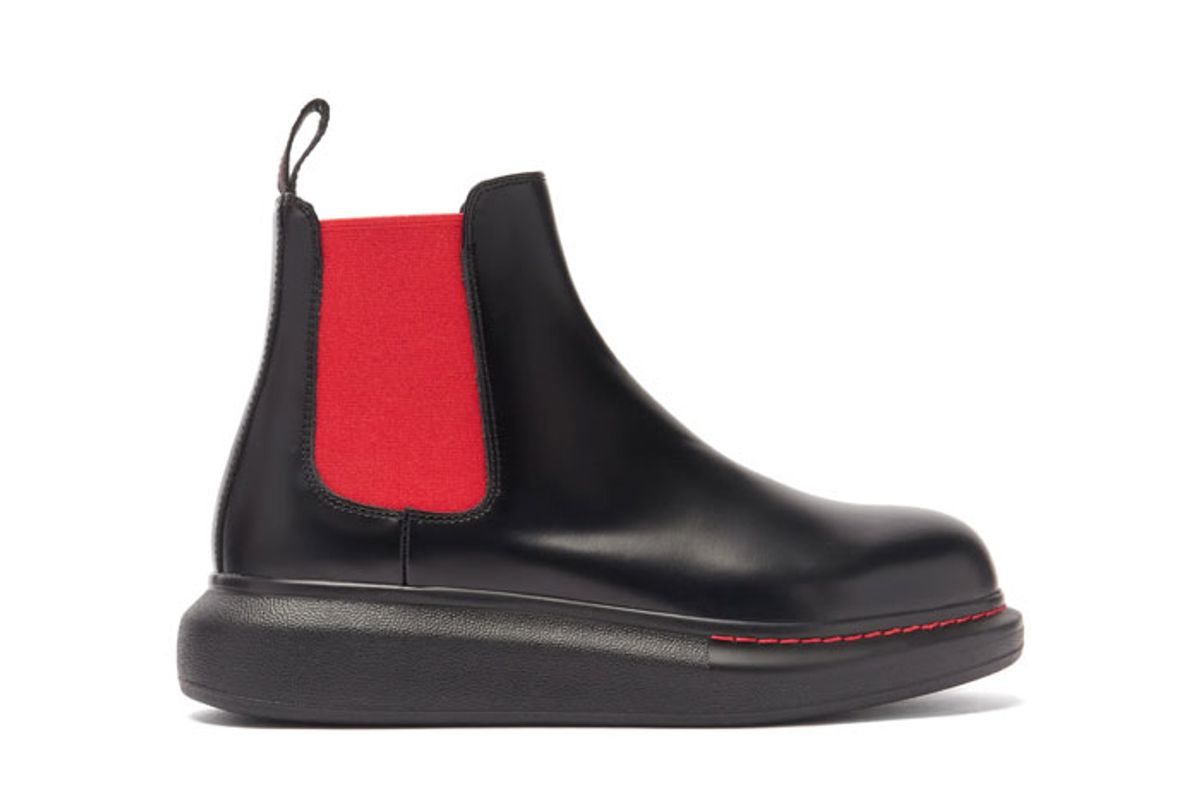 alexander mcqueen hybrid exaggerated sole leather chelsea boots