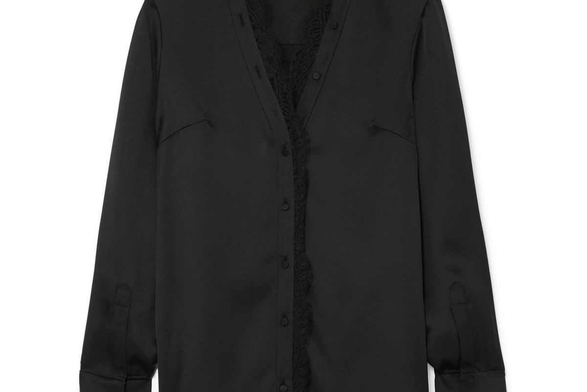 alexander mcqueen lace trimmed silk satin blouse