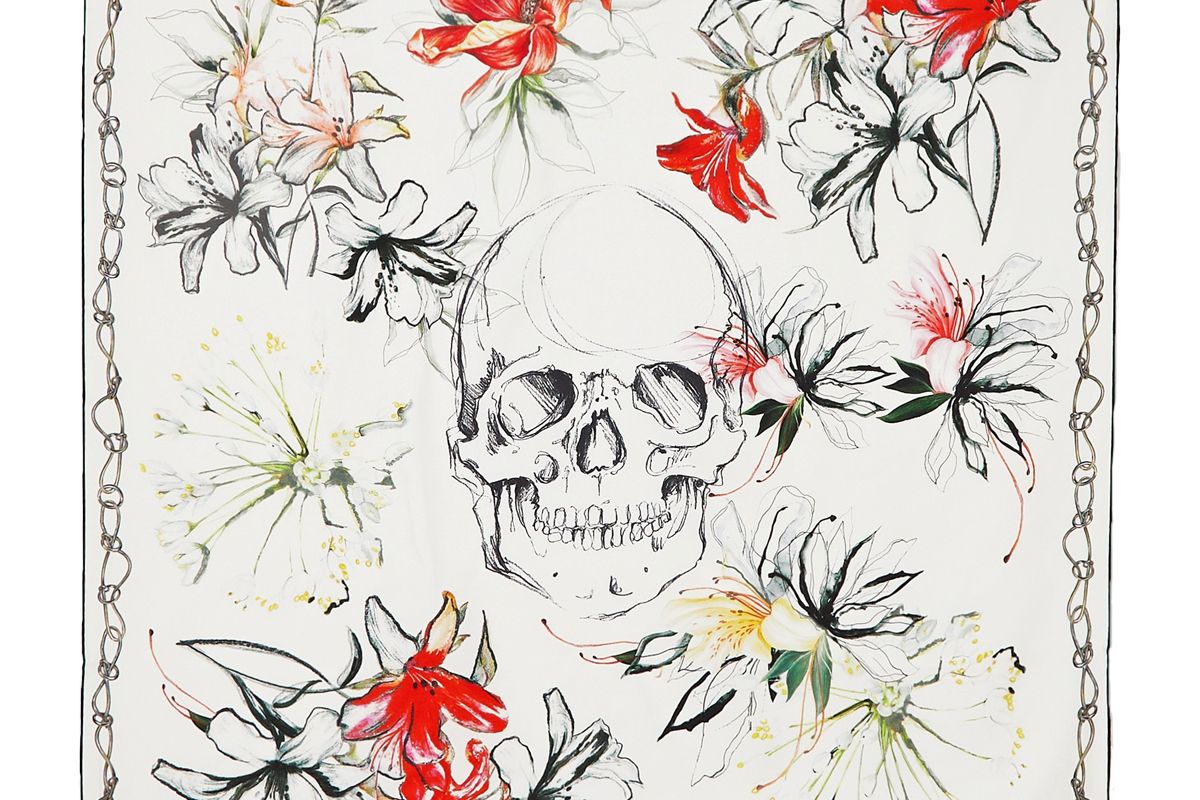 alexander mcqueen printed silk twill scarf