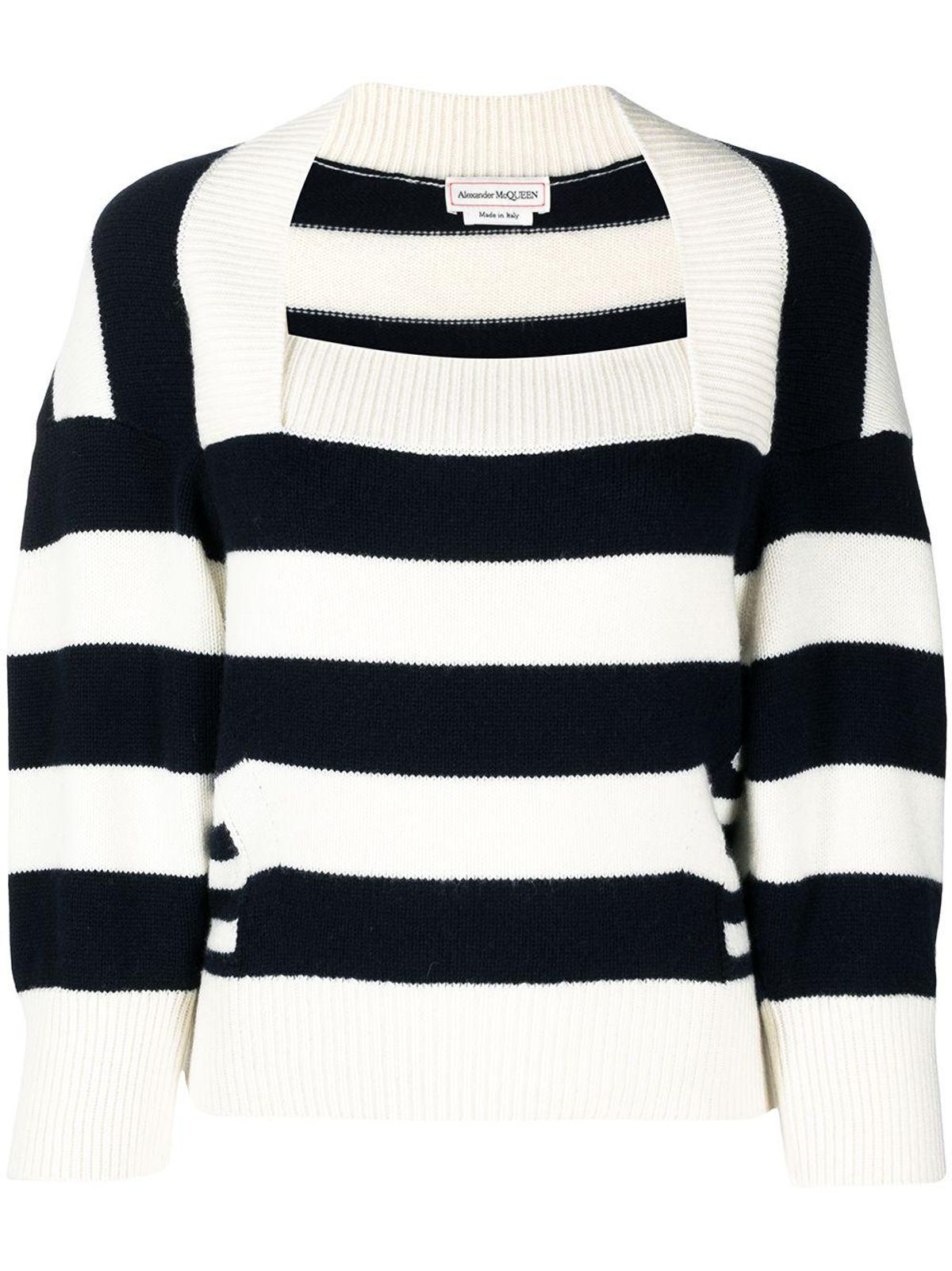 alexander mcqueen striped wool cashmere top