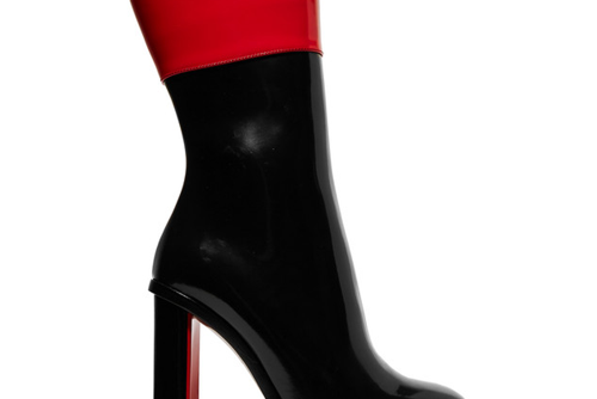 alexander mcqueen two tone glossed leather boots