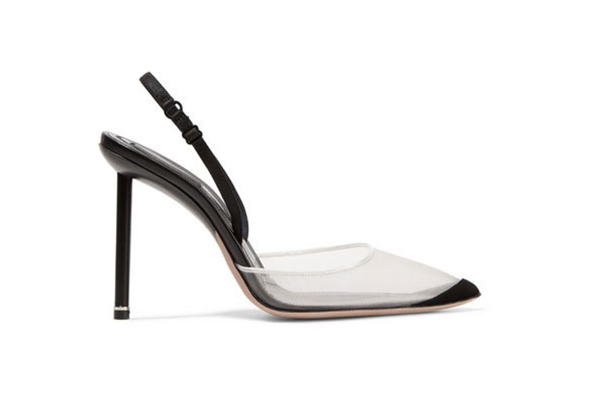 alexander wang alix suede and leather trimmed mesh slingback pumps