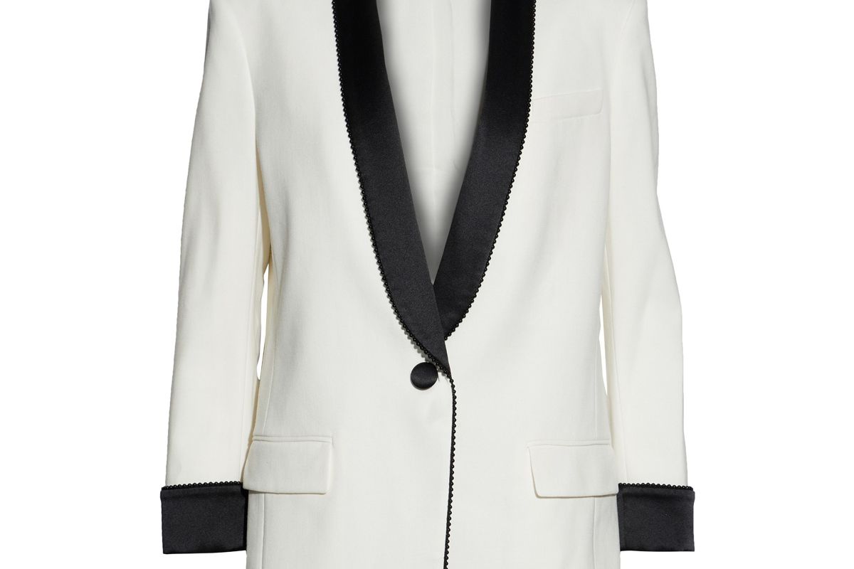 alexander wang embellished satin paneled twill blazer