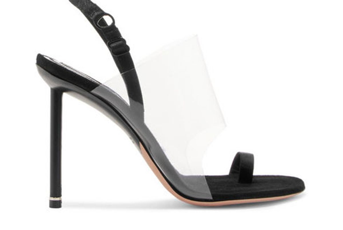 alexander wang kaia grosgrain-trimmed suede and pvc slingback sandals