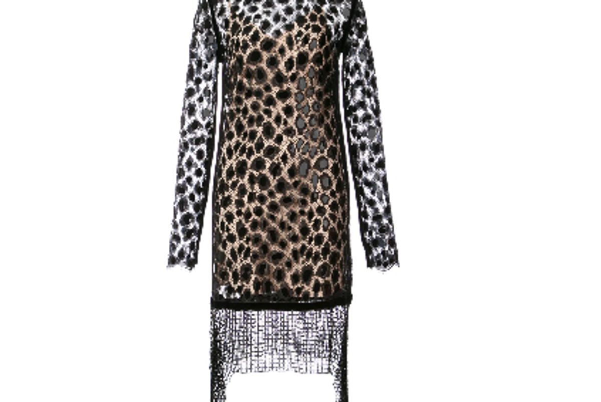 alexander wang leopard lace long sleeve dress