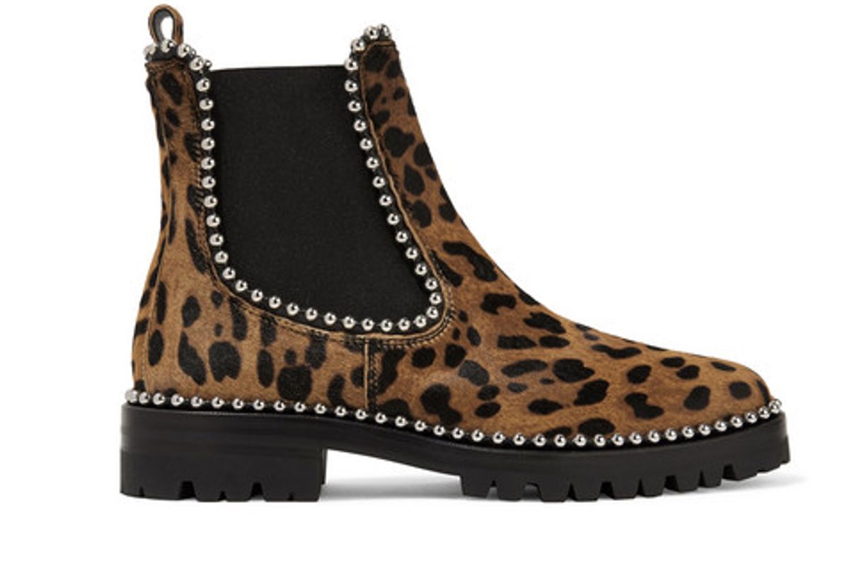 alexander wang spencer studded leopard print calf hair chelsea boots