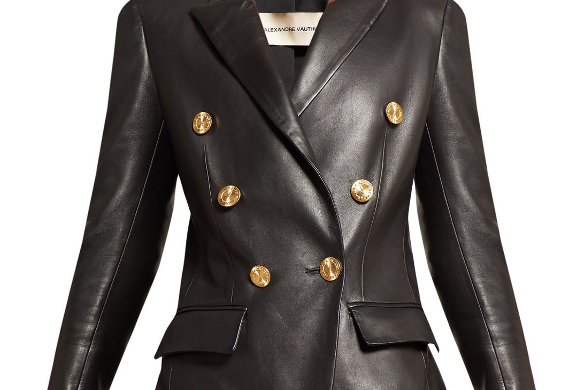 alexandre vauthier double breasted leather blazer