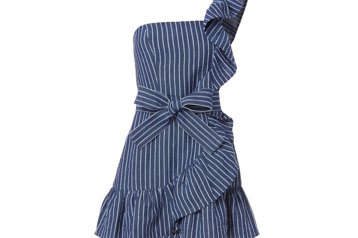 alexis konner dress in denim stripes