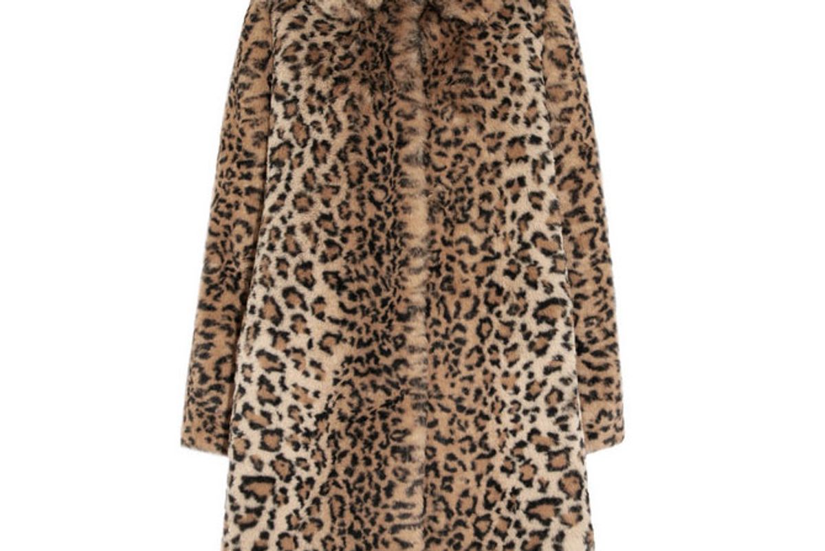 alice and olivia kinsley oversized leopard print faux fur coat