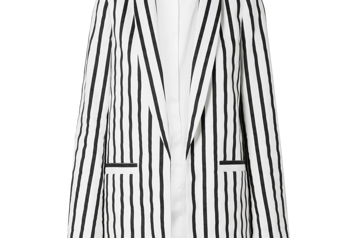 alice and olivia kylie striped cotton blend twill blazer