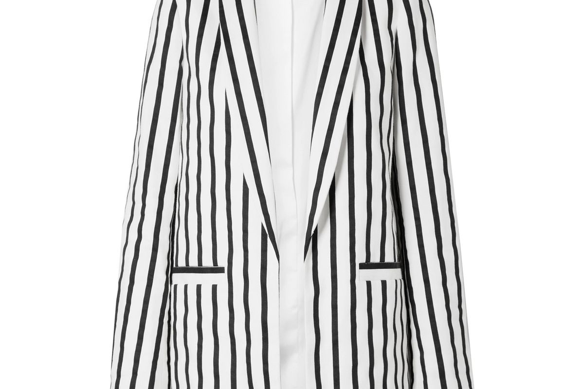alice and olivia kylie striped cotton blend twill blazer