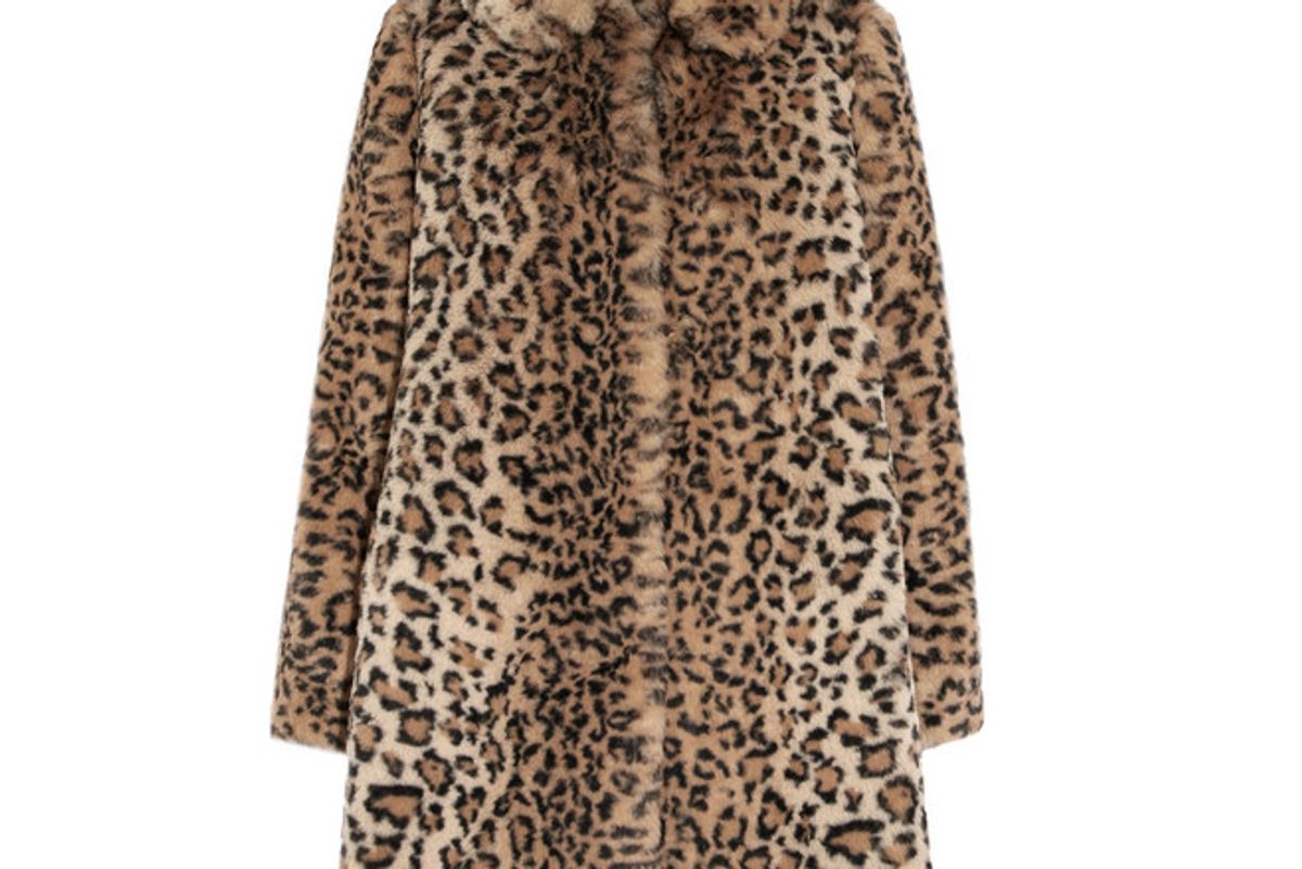 alice olivia kinsley oversized leopard print faux fur coat