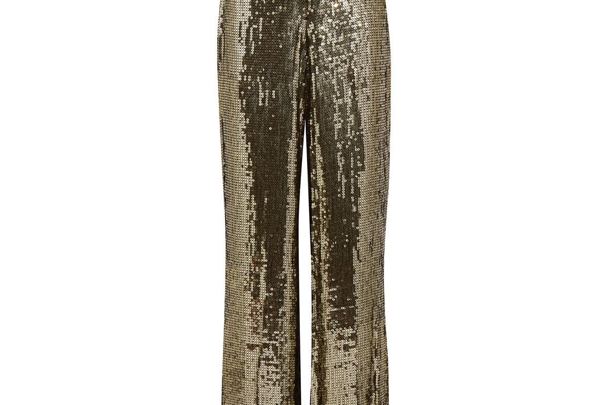 Racquel sequined satin wide-leg pants