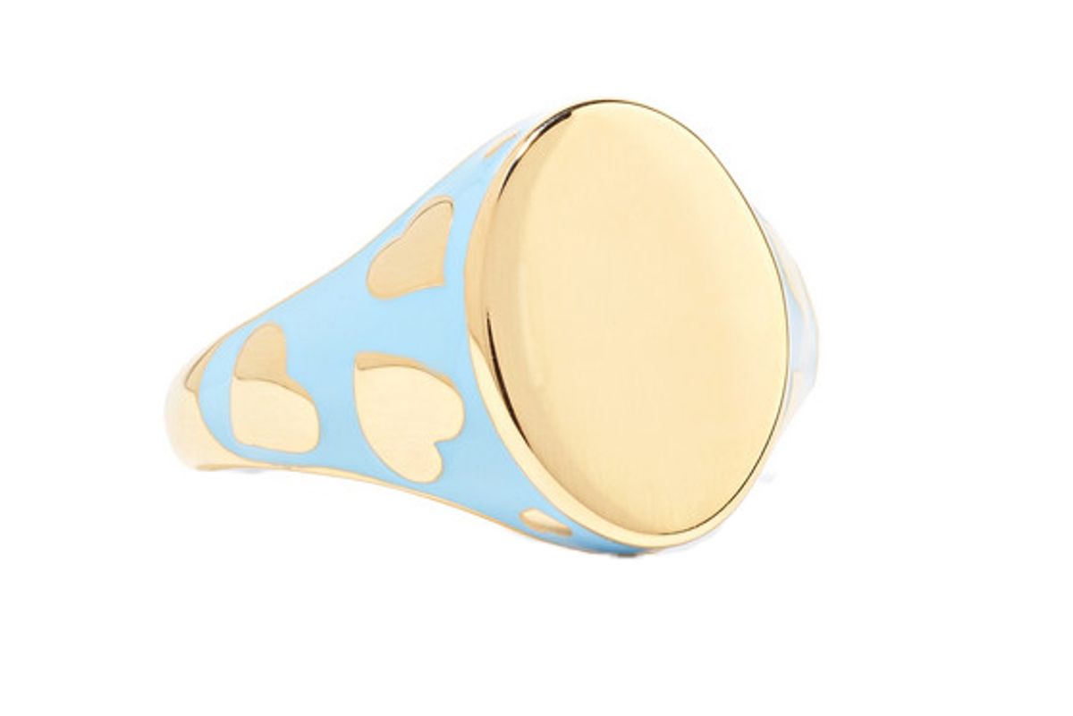 alison lou amour 14 karat gold and enamel ring