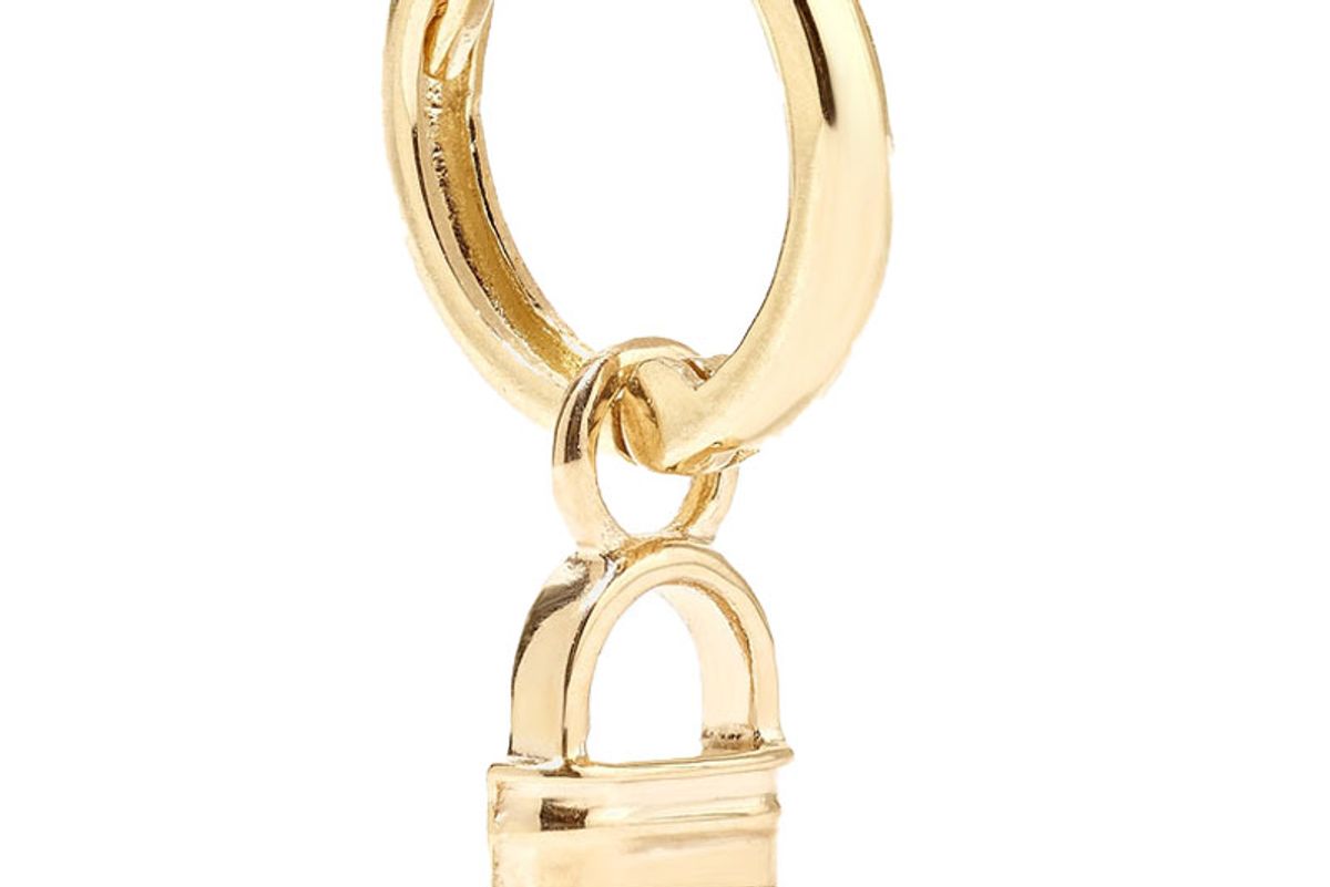 alison lou tiny lock huggiy 14 karat gold earring