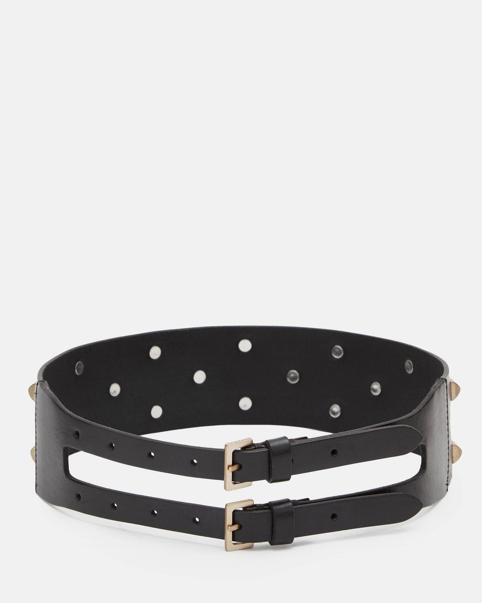 All Saints Sonia Stud Wide Leather Belt