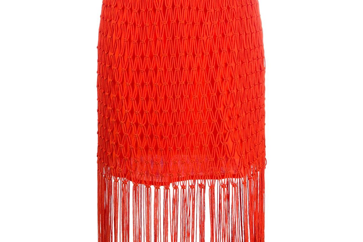 allsaints fringe detail midi skirt