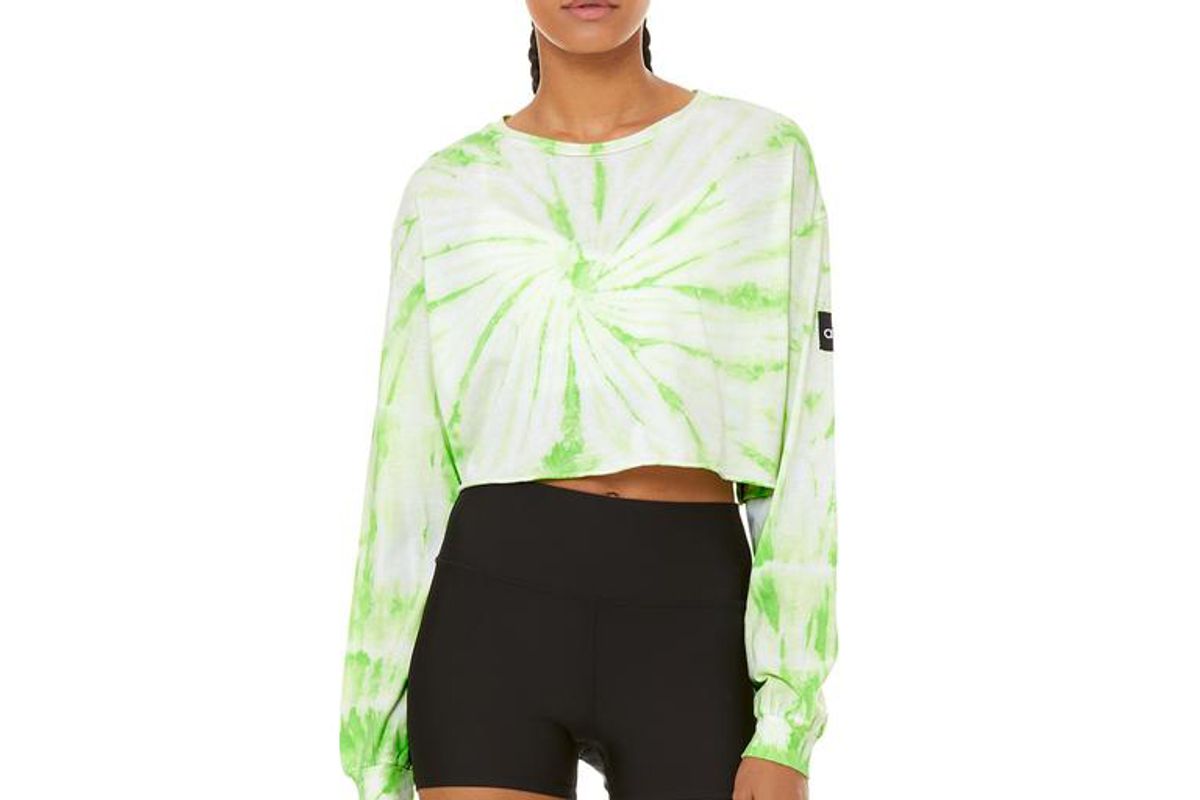 alo yoga tie dye cropped long sleeve tee