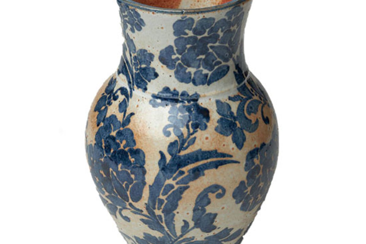 amanda moffat indigo large curvy vase