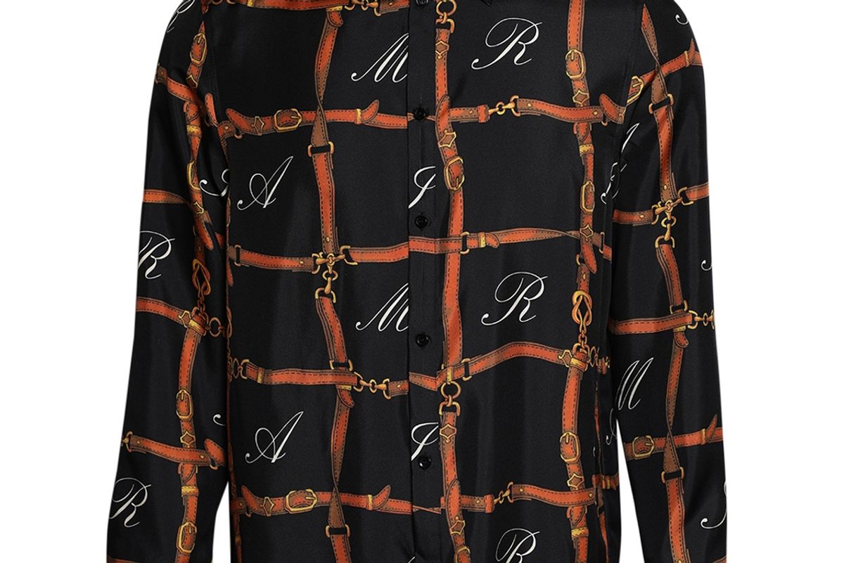 amiri silk belt grid print shirt