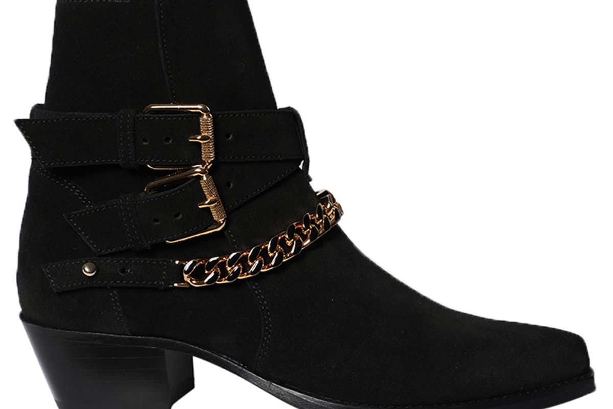 amiri suede jodhpur chain boot