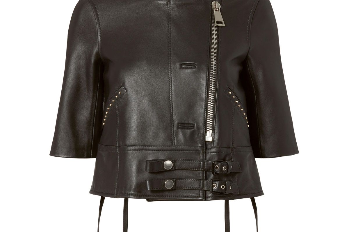 The Crop Moto Studded Leather Jacket