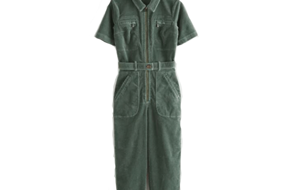 and other stories fitted belted short sleeve jumpsuit