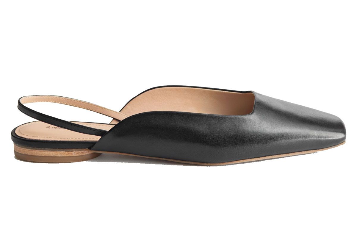 and other stories leather square toe ballerina flats