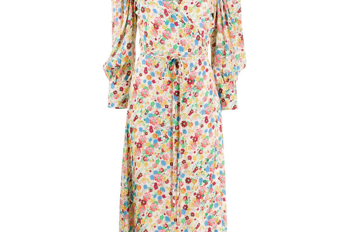 andamane floral midi wrap dress