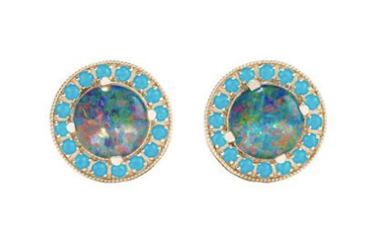 andrea fohram austrialian opal doublet studs turquoise