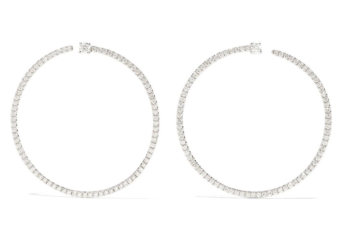 Bardot 18-Karat White Gold Diamond Hoop Earrings