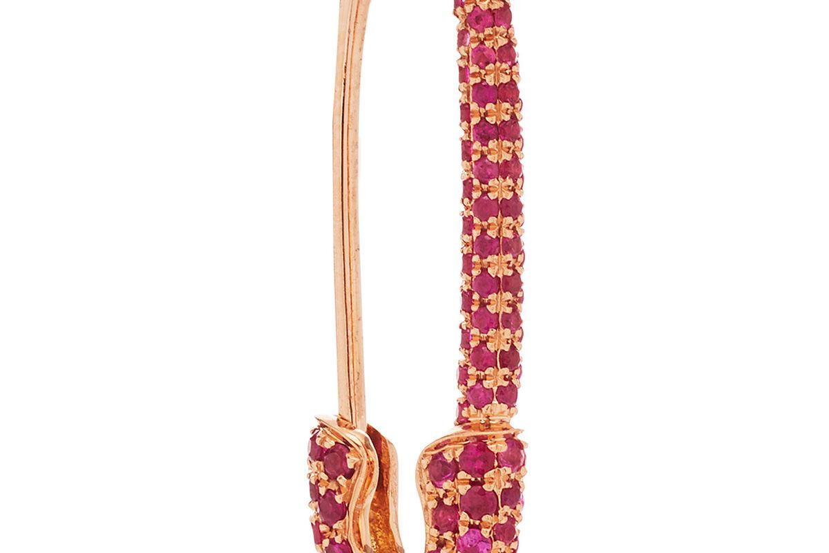 anita ko safety pin 18k rose gold ruby single earring
