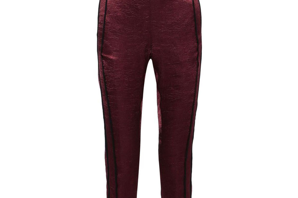 ann demeulemeester lambeth georgette trimmed crinkled satin tapered pants