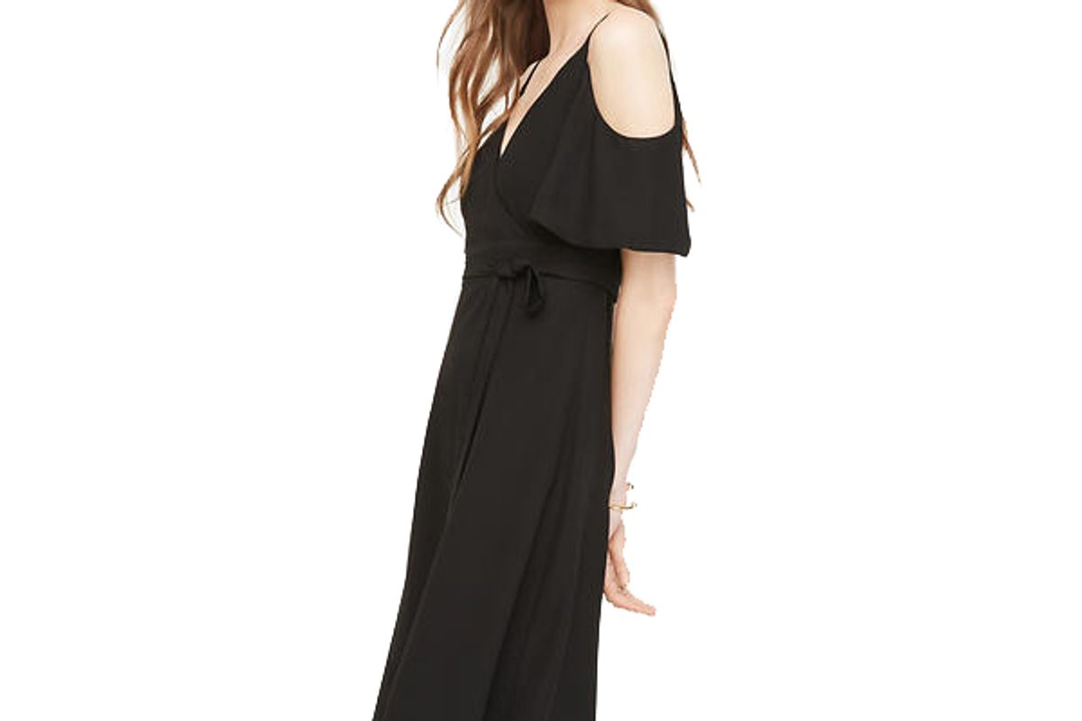 Cold Shoulder Faux Wrap Dress