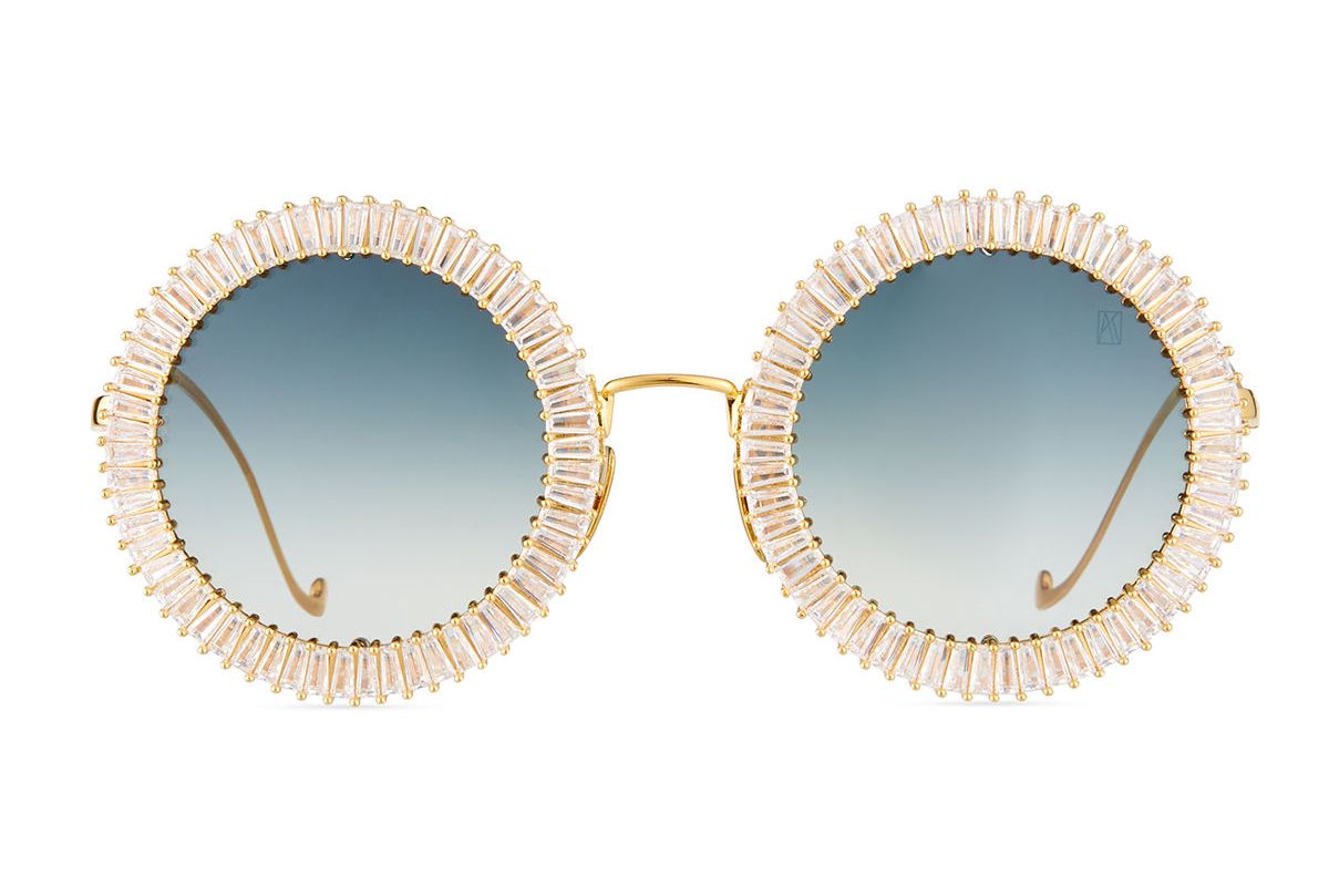 anna-karin karlsson magic you round sunglasses with crystal trim