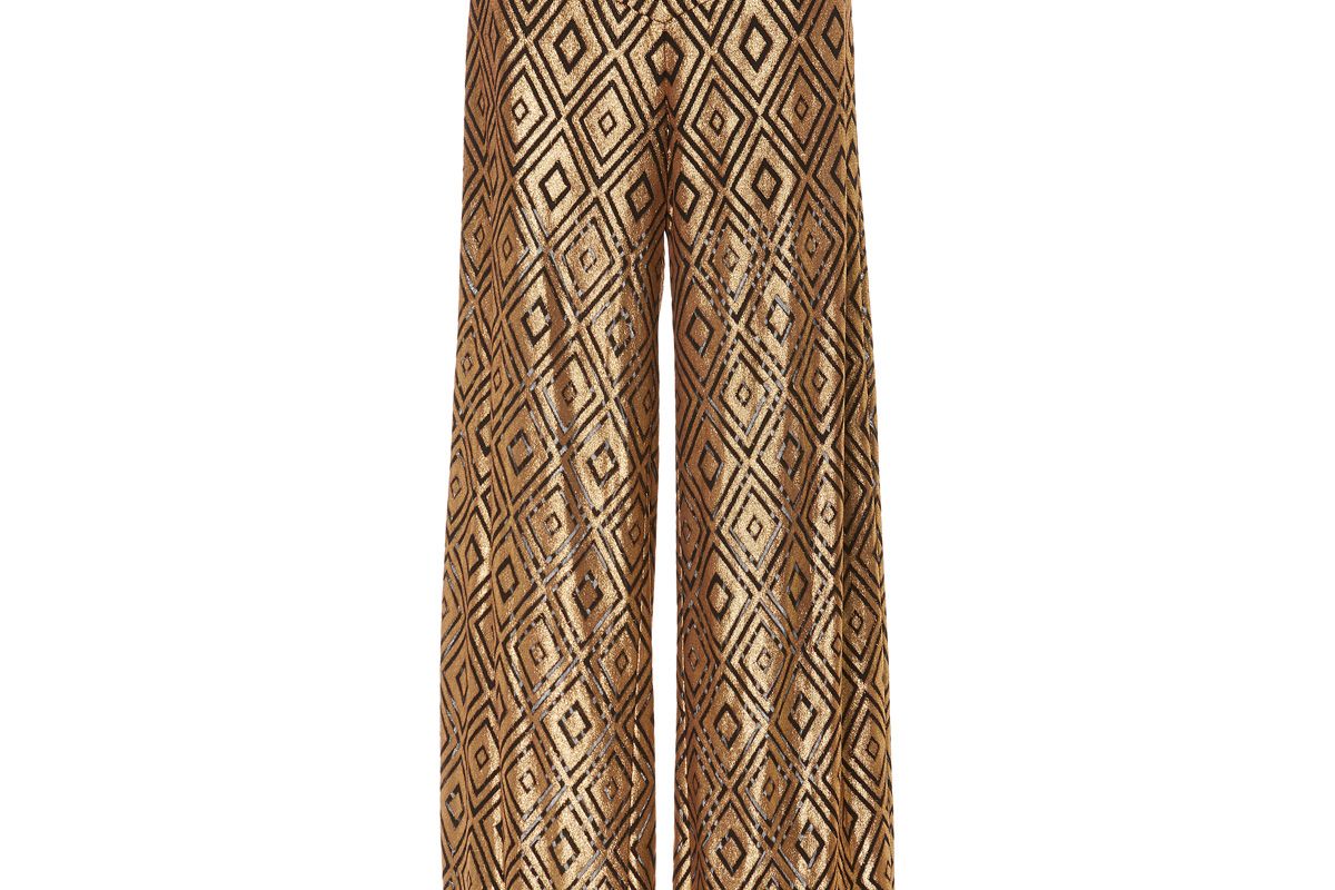 Foiled Diamond Print Wide Leg Pants