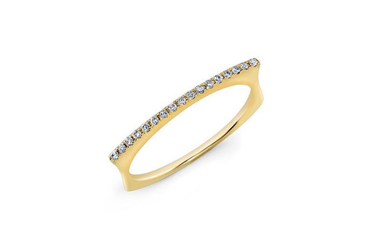 anne sisteron 14k gold diamond bar dome ring