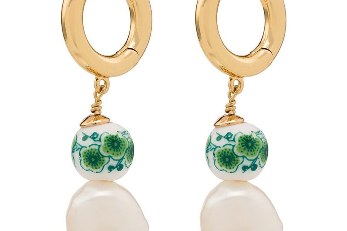 anni lu 18k gold plated heloise floral pearl drop earrings
