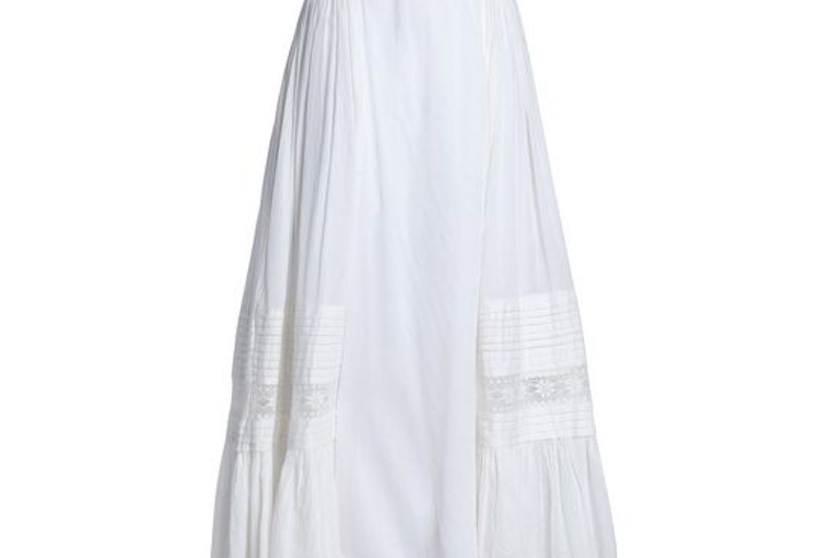 antik batik lace trimmed cotton midi skirt