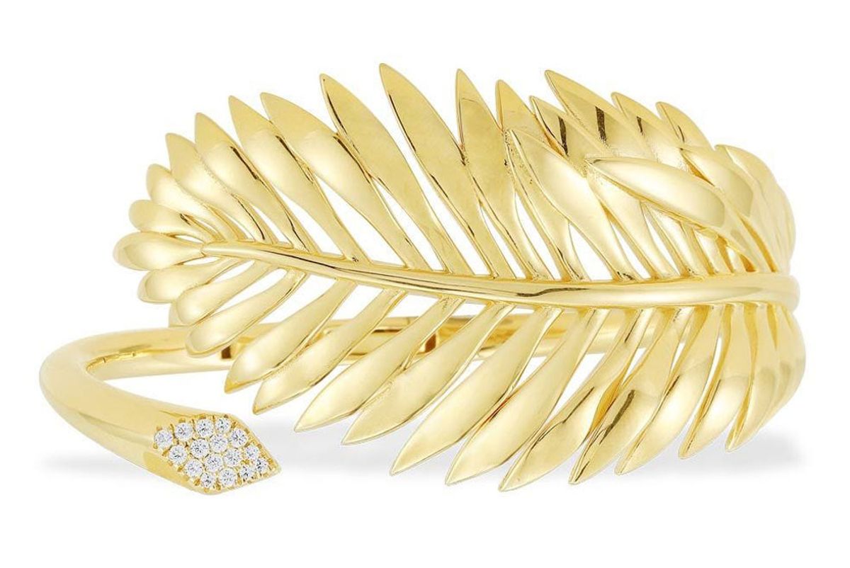 apm monaco collection tropicana palm leaf open cuff yellow silver