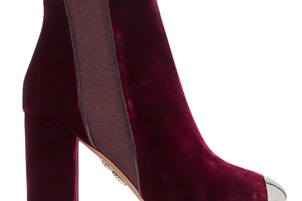 aquazzura nova embellished velvet ankle boots