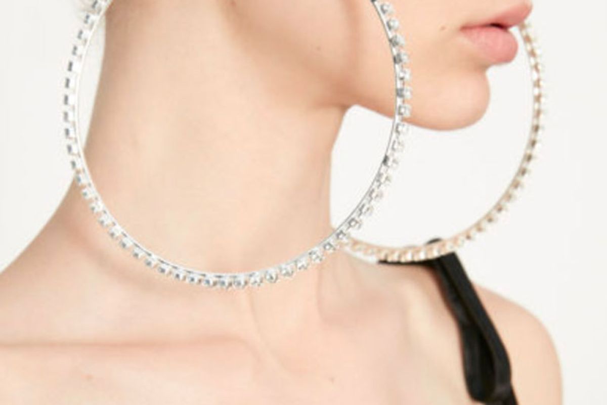 Swarosvki Crystal Rhinestone Oversized Hoop Earrings