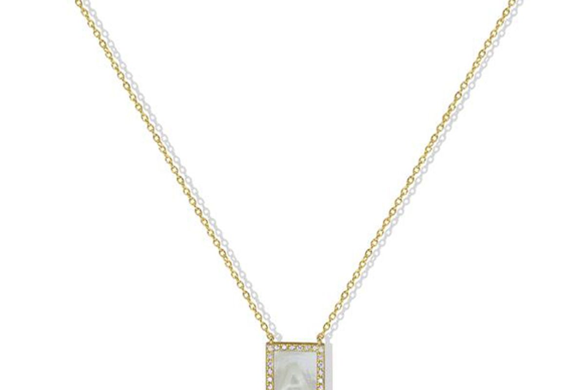 argento vivo the mother of pearl initial pendant