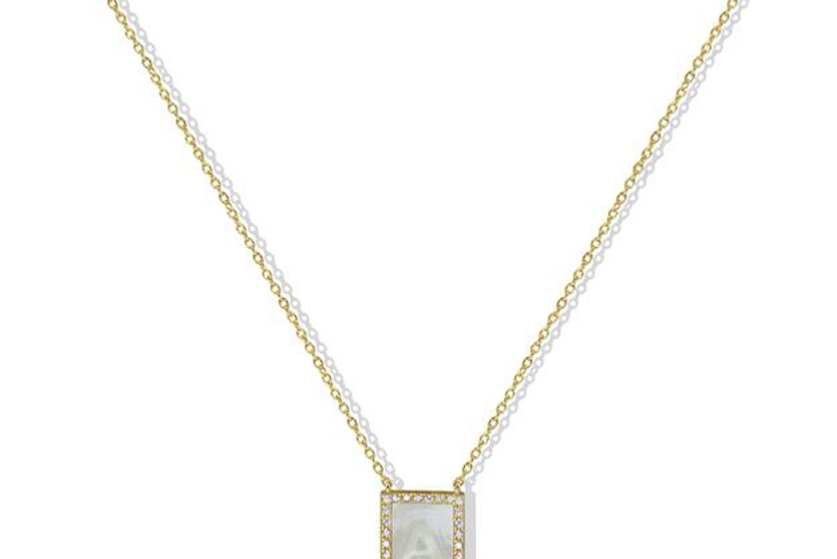argento vivo the mother of pearl initial pendant